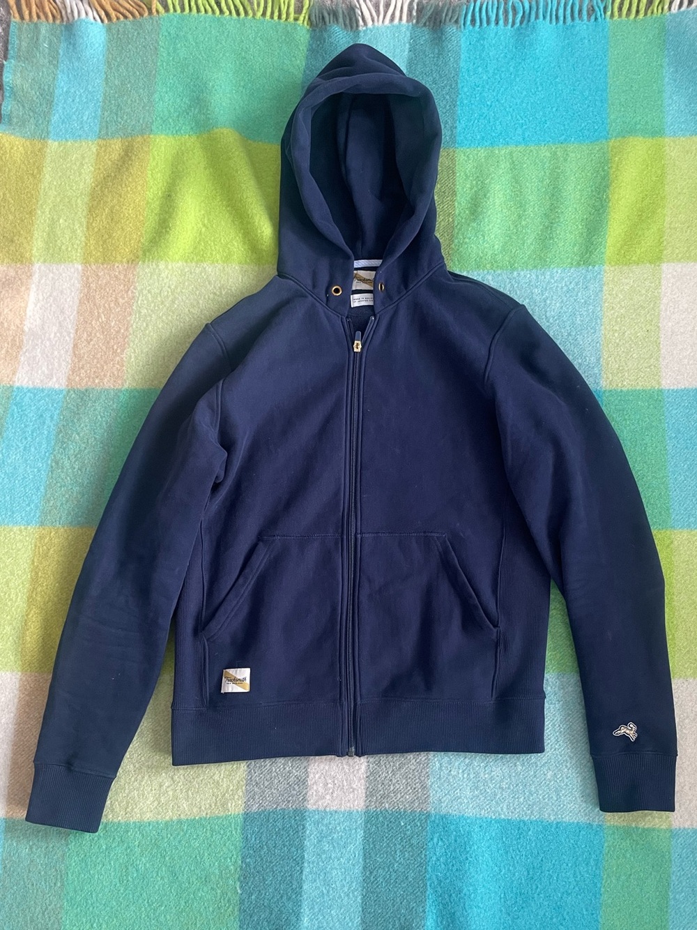 Tracksmith Trackhouse Zip Hoodie Sweatshirt Full Zip Heavyweight Blue
